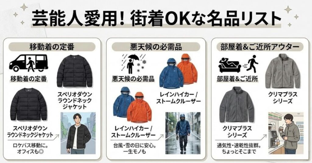 芸能人も愛用!モンベルの名品リスト