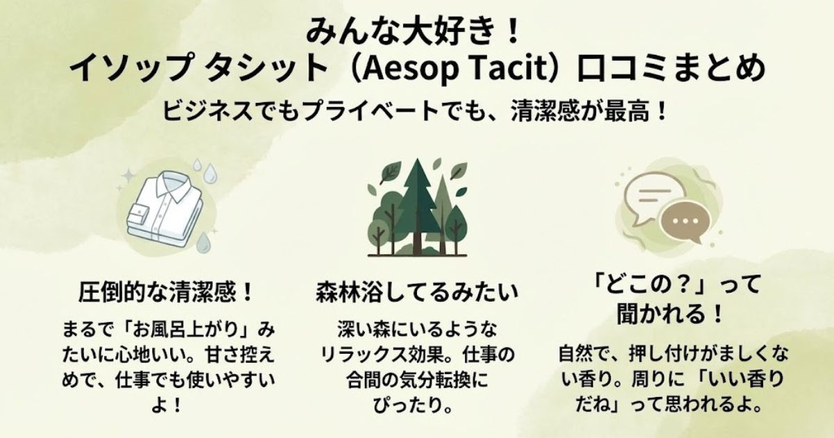 イソップタシットの良い口コミ・評判