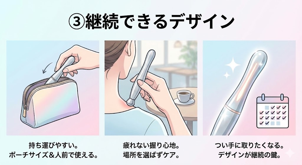 継続できる「持ちやすさ・デザイン」