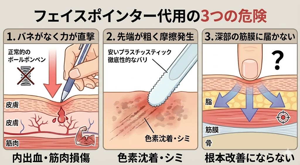 フェイスポインターを100均やペンで代用するのが危険な3つの理由