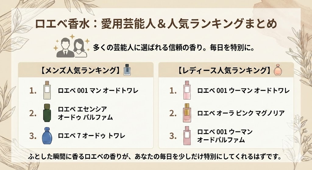 ロエベ香水の愛用芸能人6選!メンズ・レディース別人気の匂いランキングまとめ