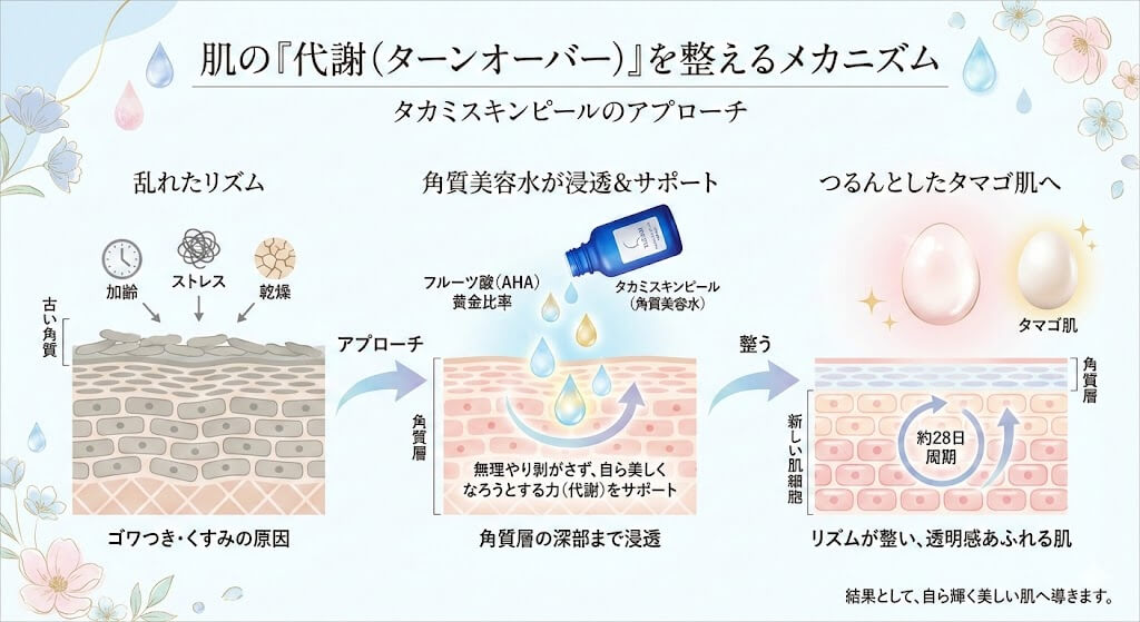 タカミスキンピールは肌の「代謝（ターンオーバー）」を整える