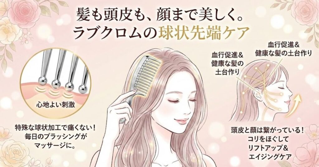 球状の先端による頭皮ケア効果