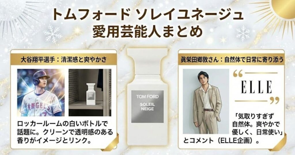 【特定】トムフォード ソレイユネージュ愛用の芸能人まとめ