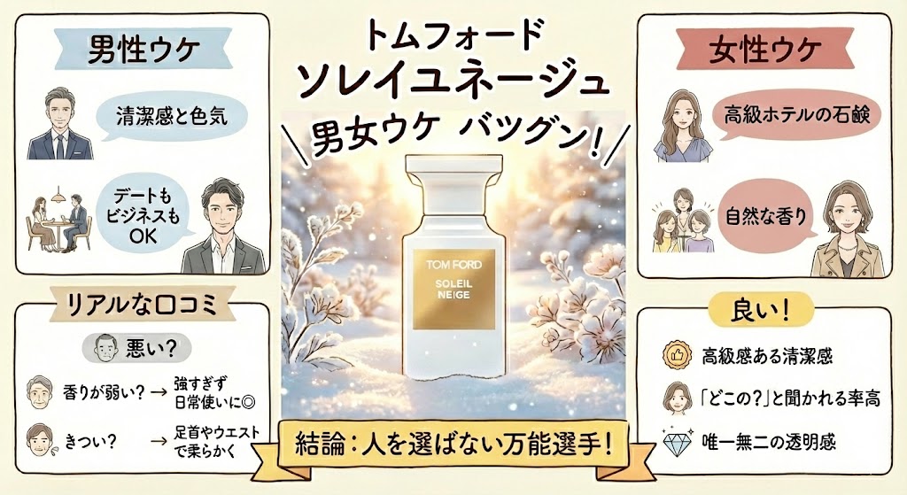 トムフォードソレイユネージュは「男女ウケ」する？リアルな口コミと評判