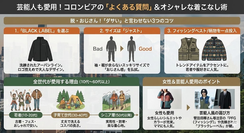 芸能人も愛用！コロンビアに関するよくある質問