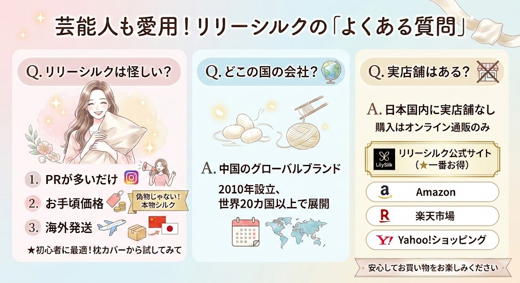 芸能人も愛用！リリーシルクの「よくある質問」