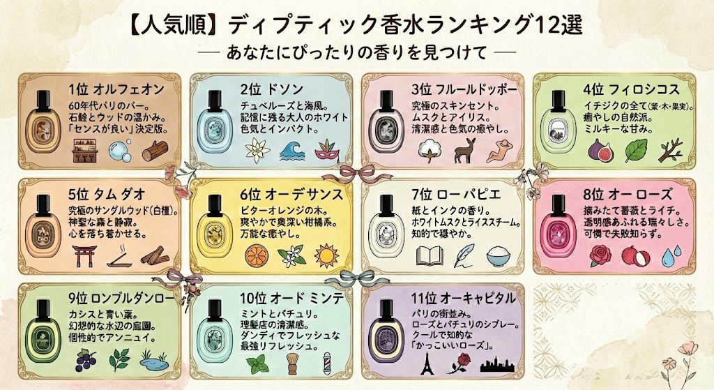 【全体】ディプティック香水人気順ランキング12選