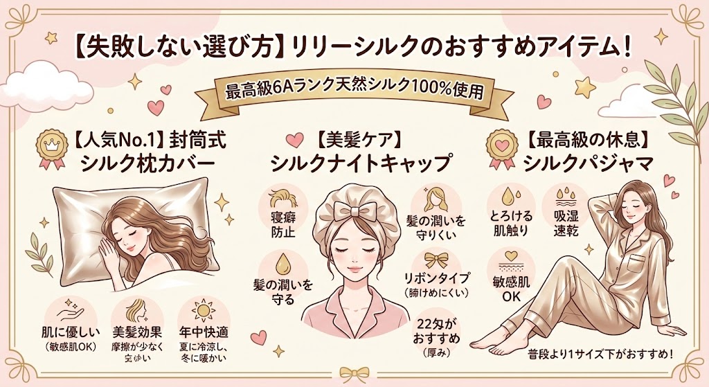 【失敗しない選び方】リリーシルクのおすすめアイテム！