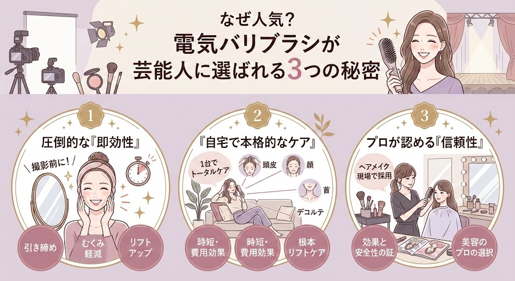 なぜ人気?多くの芸能人が電気バリブラシを選ぶ3つの理由