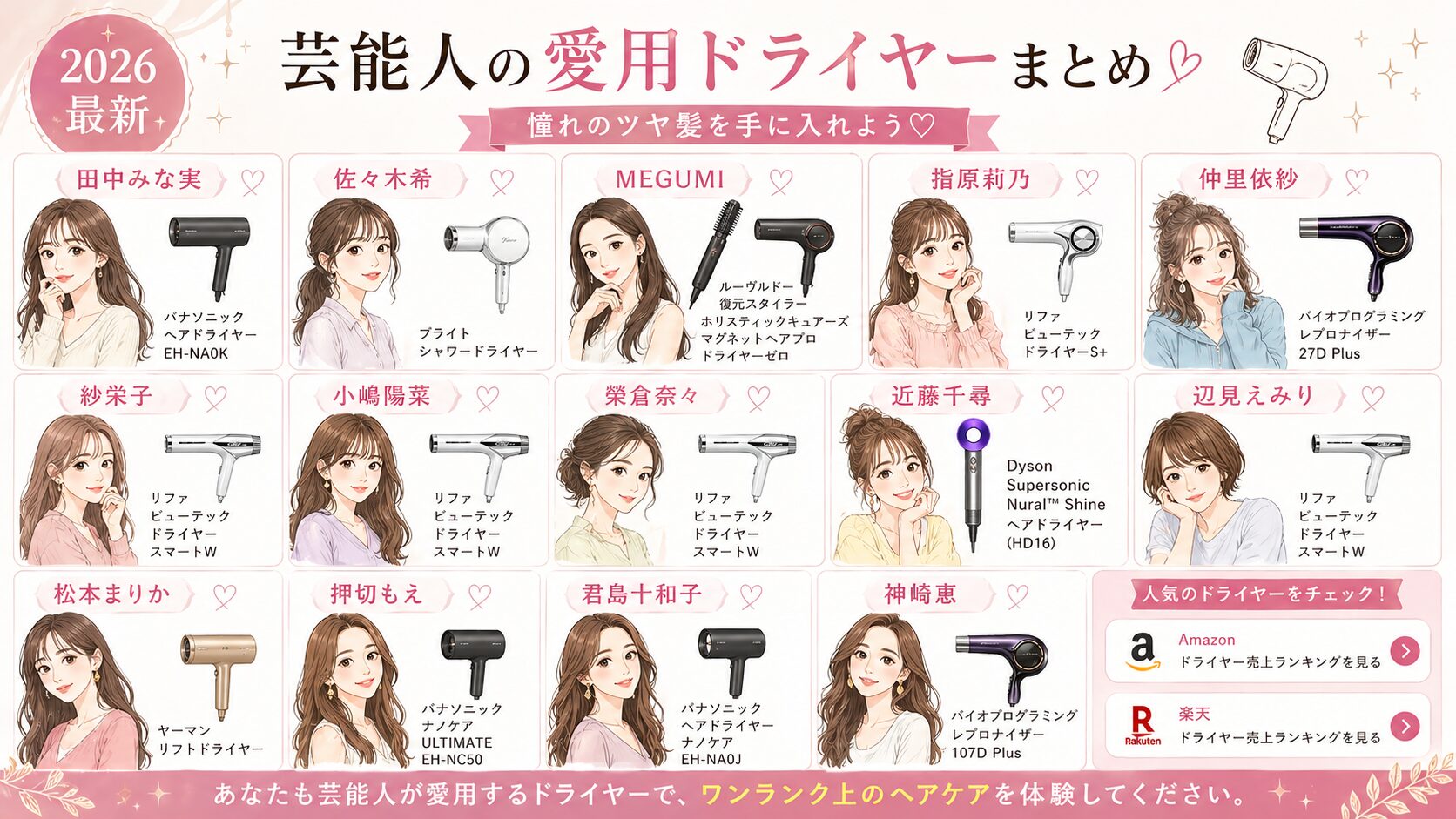 【2026最新】芸能人の愛用ドライヤーまとめ
