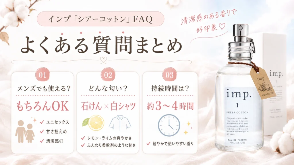 インプの香水「シアーコットン」についてよくある質問