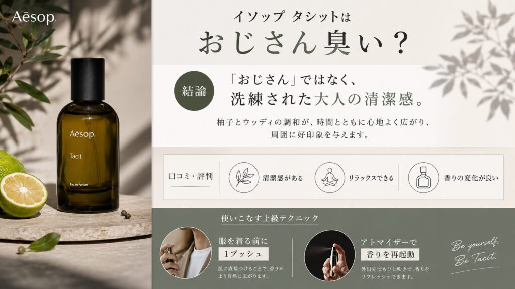 イソップタシットはおじさん臭い?評判と女子ウケの真実を調査!まとめ